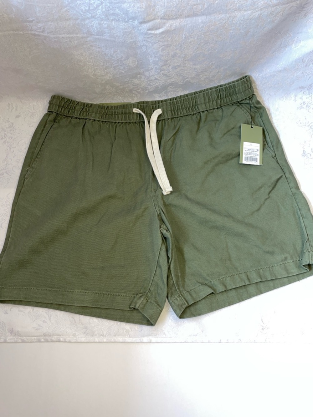 NWT Goodfellow & Co. Men's Olive Green Elastic-Waist Drawstring Shorts. Size L - Picture 1 of 7